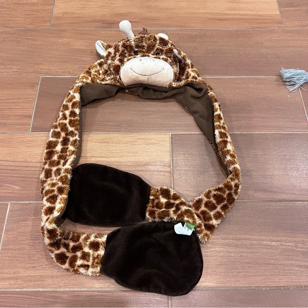 Cheeky Charlie Toddler Kids Giraffe Hat Scarf Mitten Beige Brown Unisex